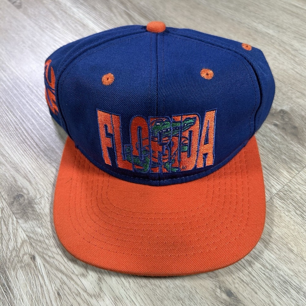 VTG Florida Gators Snapback Hat #1 Apparel Blue Orange Wool Cap Made in USA
